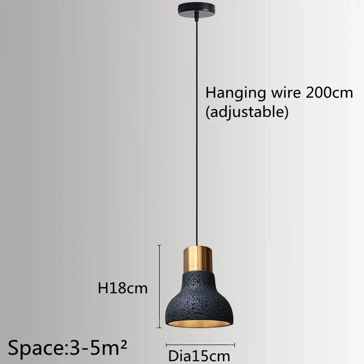 Suspension De Style Industriel Rétro Trou Noir Pierre LED Pendel Art Nordique Design Lustre pour Bar Salle À Manger Chambre