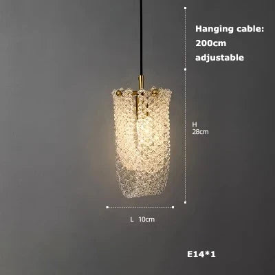 lustre en verre LED avec ceinture en cuir rétro moderne