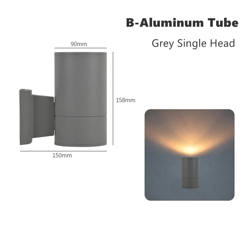 12W Outdoor Glass Tube LED Wall Lamp E27 Waterproof Single Double Head Up&Down Lighting Porch Light Garden Exterior Wall Sconce