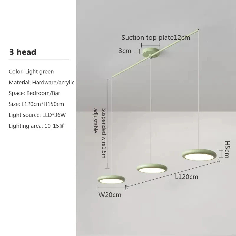 Nordique LED Suspension Lumière Vert 1-3 Tête Disque Lampes Suspendues Lustre Pour Salon Chambre Cuisine Salle À Manger Décor À La Maison Luminaire
