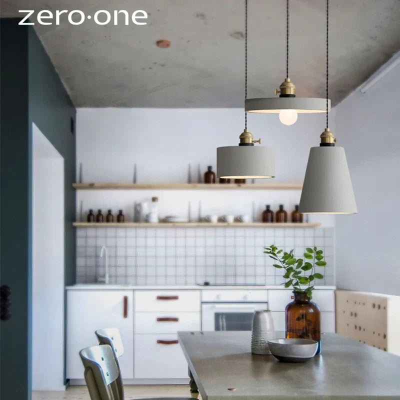 Luminaires suspendus LED en ciment nordique
