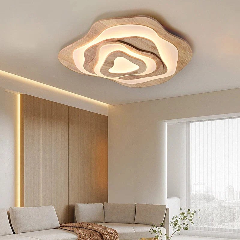 lustre led moderne en bois pour chalet loft intelligent