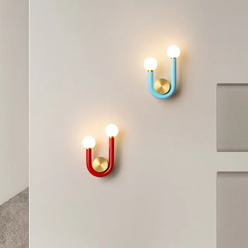 applique murale artistique en métal avec tube en u pour éclairage intérieur
