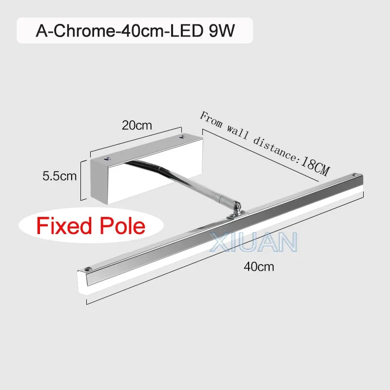 lampe frontale à miroir rétractable pour toilettes