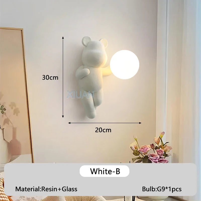 applique murale ours en résine et verre pour enfant