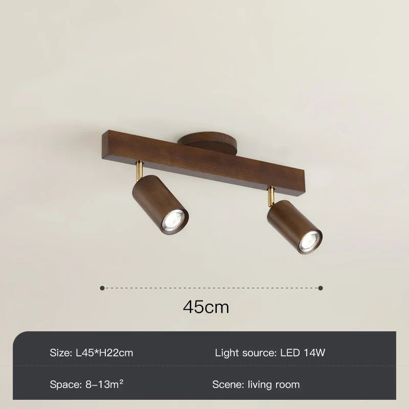Grain de bois Led lustres avec projecteur pour salon chambre plafonniers éclairage décor noir Lustre cuisine luminaire