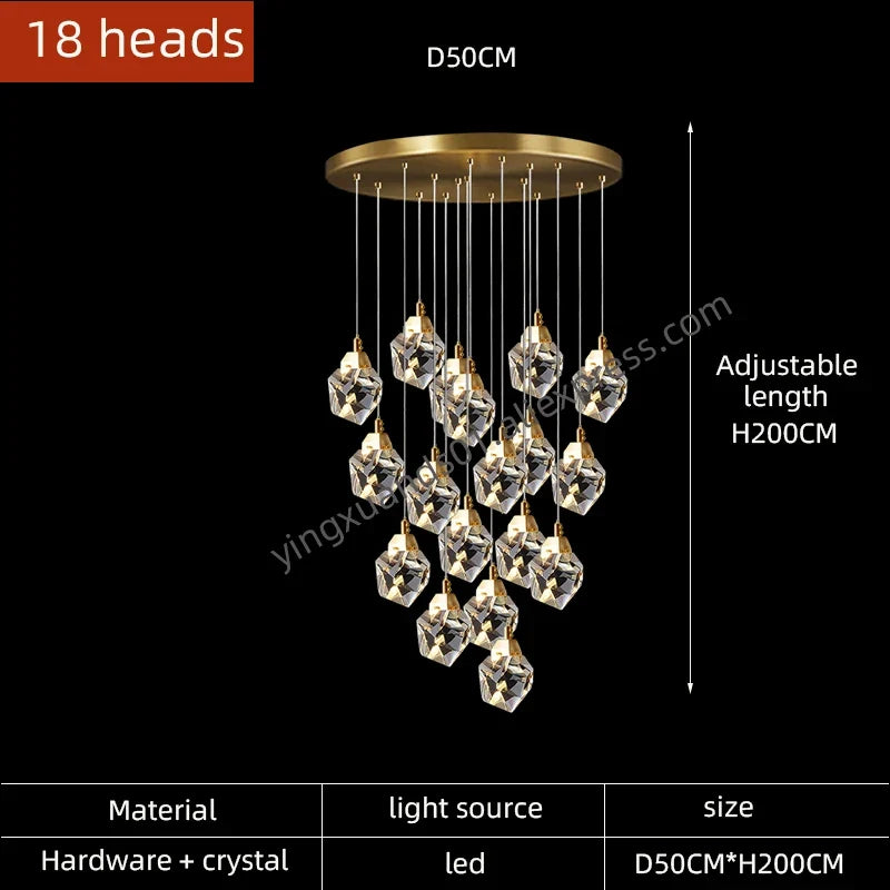 lustre en cristal suspendu pour un éclairage élégant et moderne