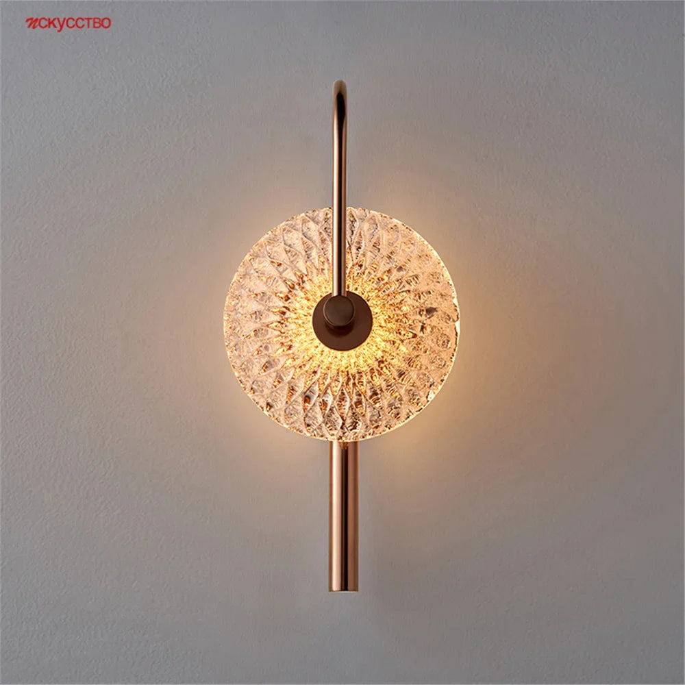 applique murale led ronde en verre de luxe pour éclairage artistique