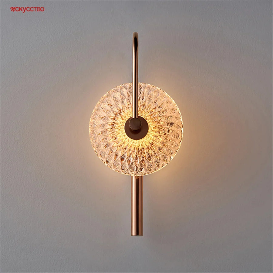 applique murale led ronde en verre de luxe pour éclairage artistique