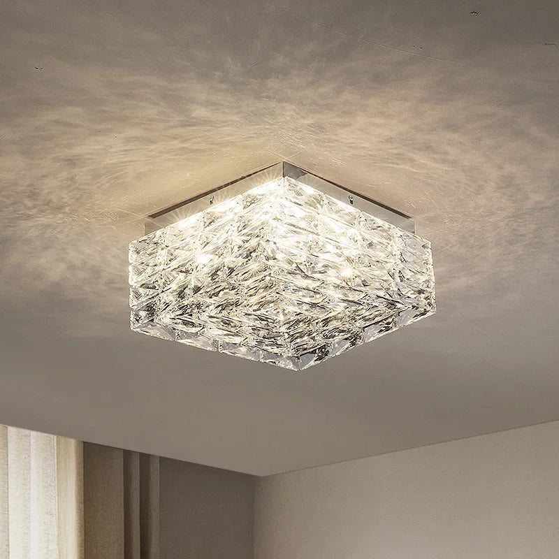 plafonnier led carré en cristal design moderne pour décoration intérieure