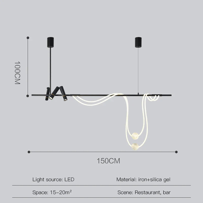 suspension led moderne pour intérieur long et simple