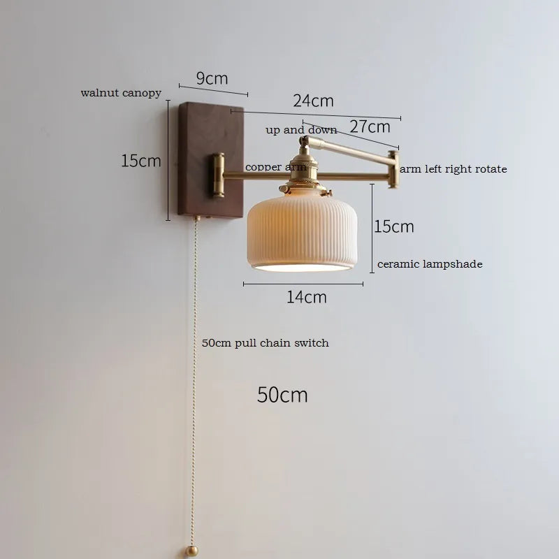 Applique murale LED en bois de frêne et de noyer