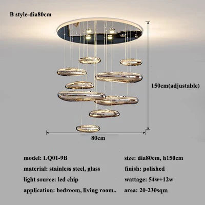 Plafonnier led moderne goutte décoré