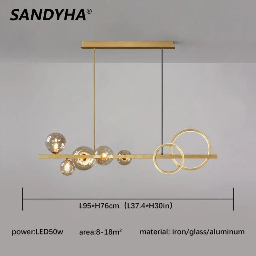 lustre moderne en verre design lumineux pour intérieur