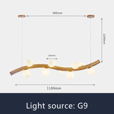 suspension luminaire en bois massif et verre simple