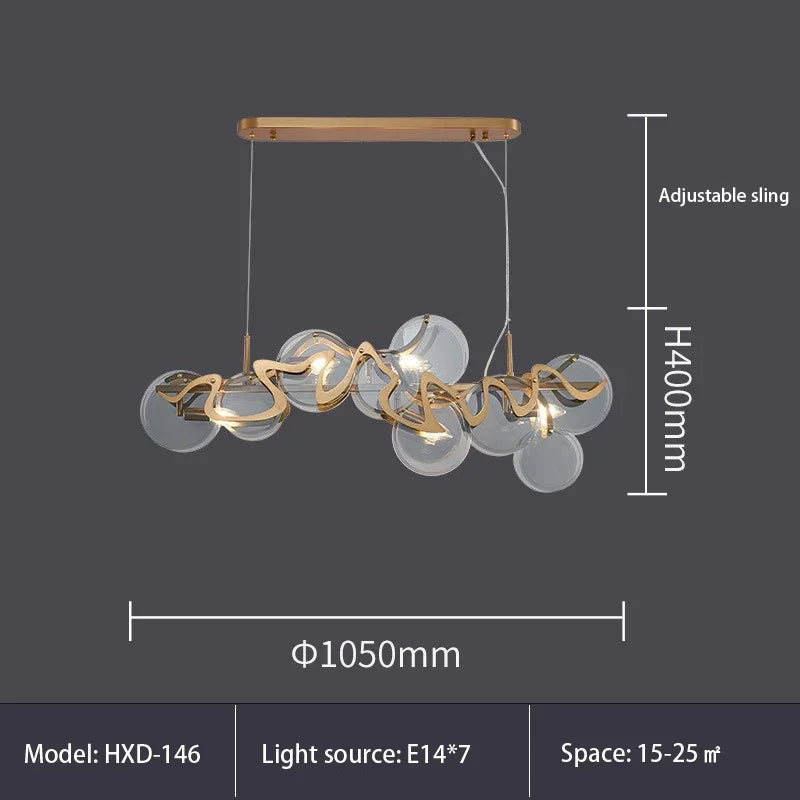 lustre LED de luxe pour décoration intérieure en verre élégant