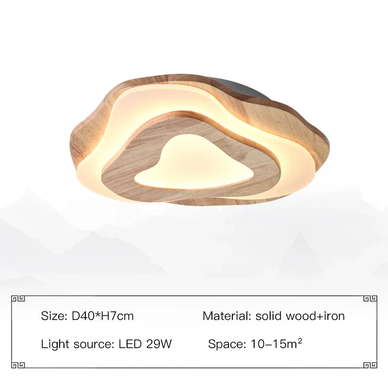 plafonnier led en bois nordique avec télécommande design moderne décoratif