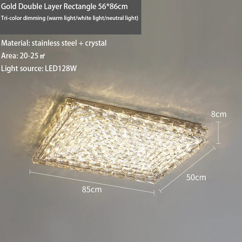 plafonnier led carré en cristal luxe pour décoration intérieure