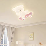 plafonnier ours skateboard lumineux pour chambre d'enfant moderne