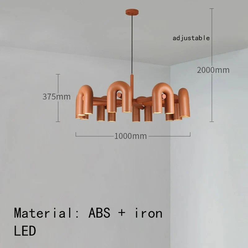 lustre art déco u tube en métal avec cordon réglable