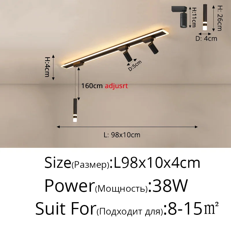 suspension acrylique moderne avec lumière led design épuré