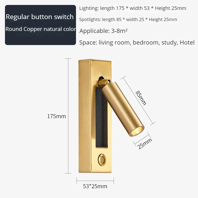 applique murale moderne avec chargeur usb et projecteur rotatif led