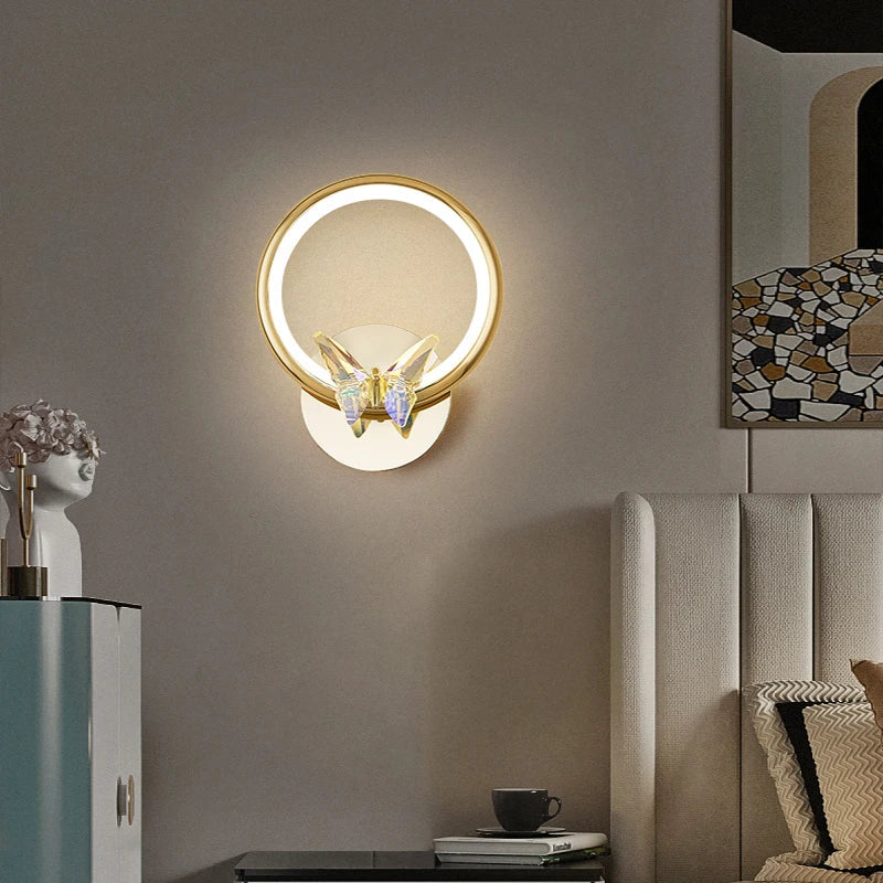 applique murale led papillon en cristal montage en surface