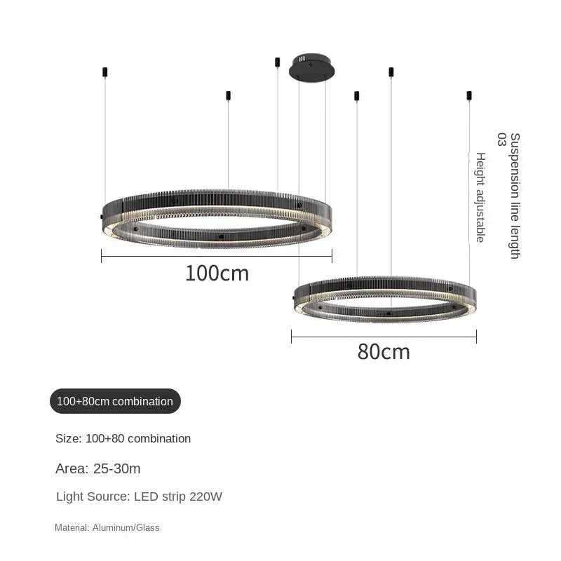 lustre led minimaliste avec anneau moderne et ombre créative