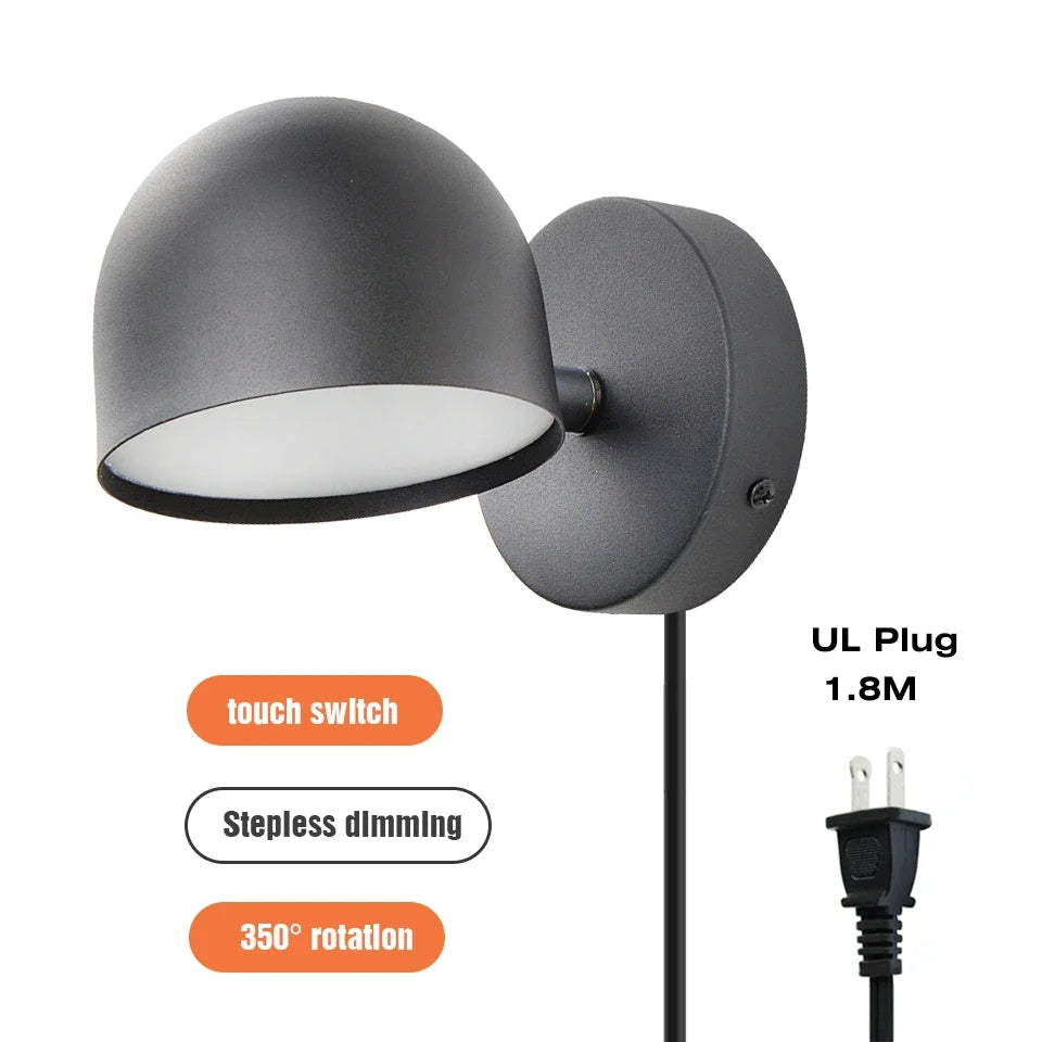 applique murale led tactile rotative 350° avec variateur et prise