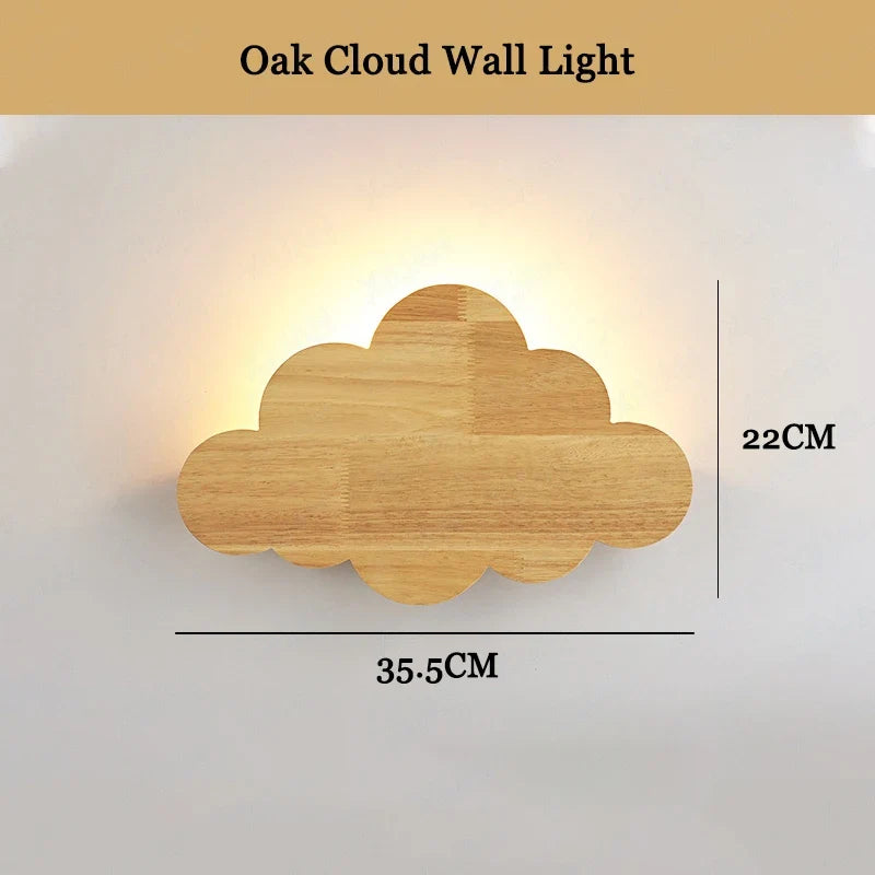 applique murale nuage en chêne naturel pour décoration enfant
