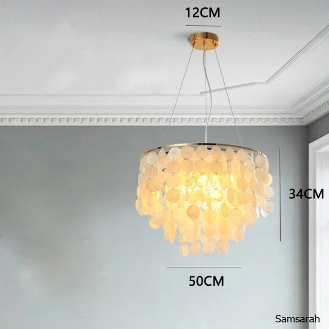 lustre nordique en coquillage avec luminaire à led