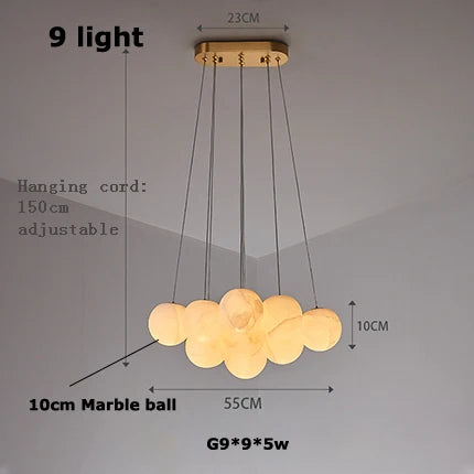 lustre moderne en marbre doré et noir pour éclairage élégant