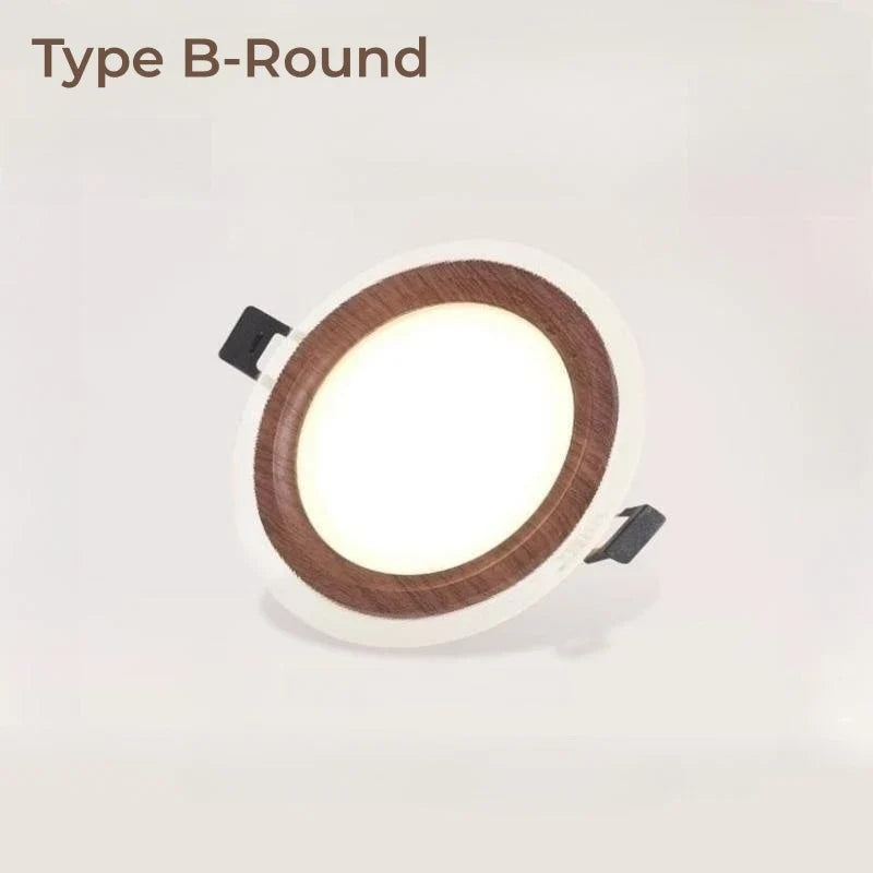 Plafonnier LED encastré Ultra-mince en Grain de bois