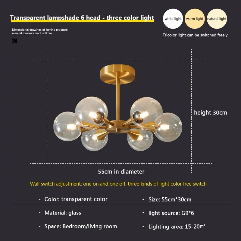 lustre moderne en verre pour un éclairage décoratif intérieur