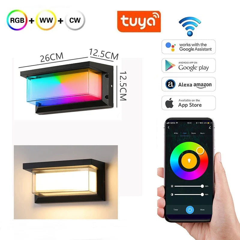 applique murale led extérieure wi-fi étanche double abat-jour aluminium acrylique
