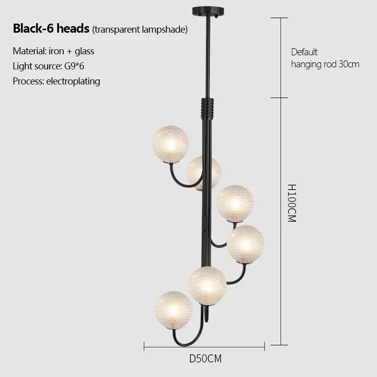 lustre moderne en verre lumineux pour décoration intérieure élégante