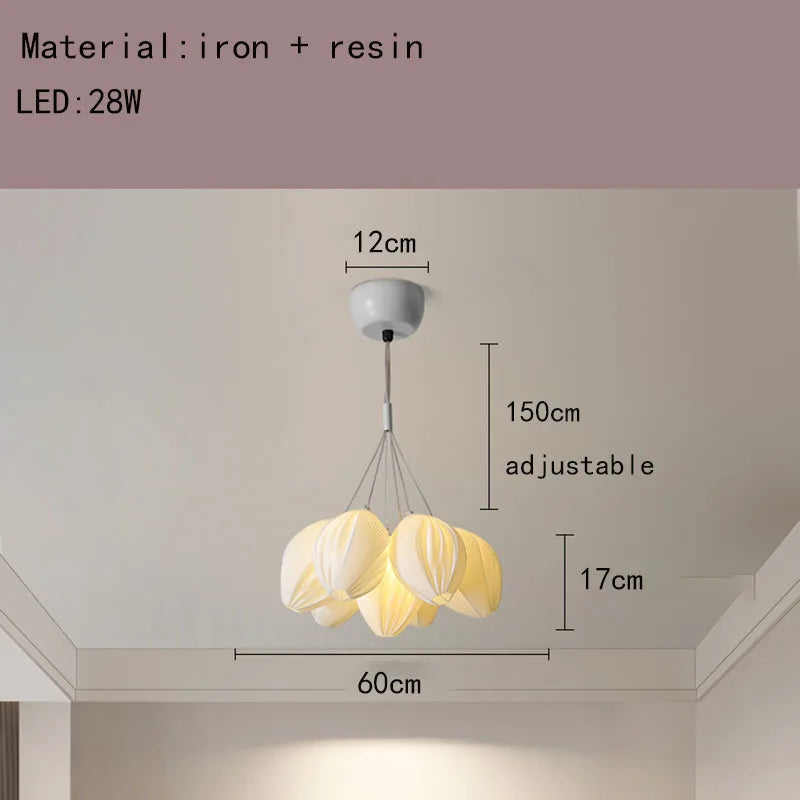 lustre en résine avec abat-jour romantique en métal