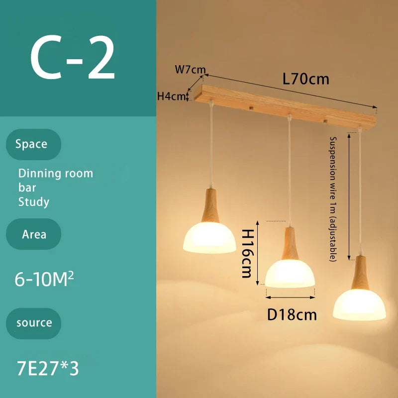 lustre en bois massif et verre luminaire suspendu