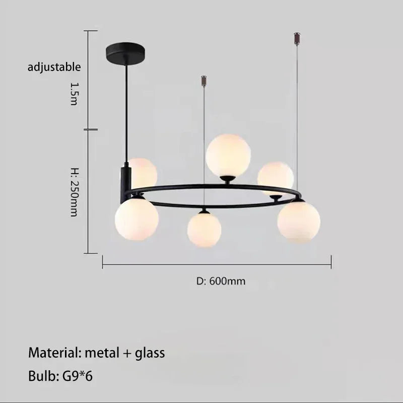 lustre nordique en verre led pour décoration maison