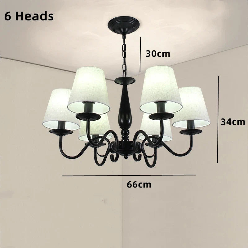 lustre en fer noir avec abat-jour pour intérieur élégant