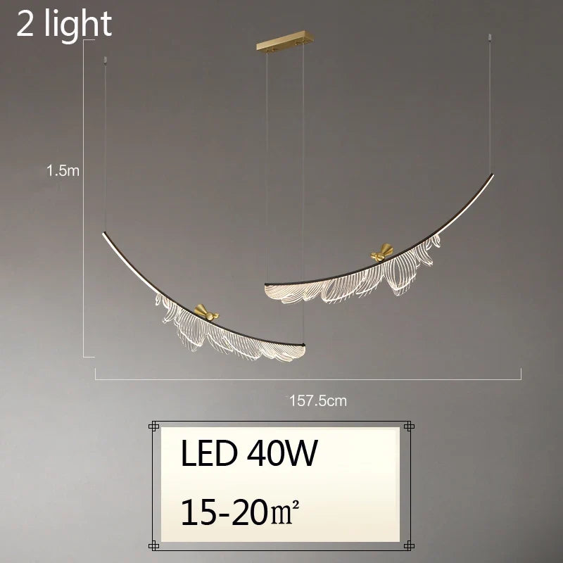 lustre design artistique en plumes et fil métallique ajustable