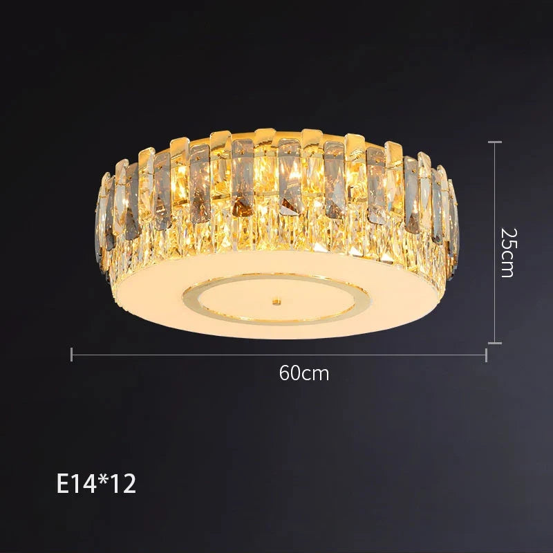 lustre led dimmable en verre cristal rond argent moderne