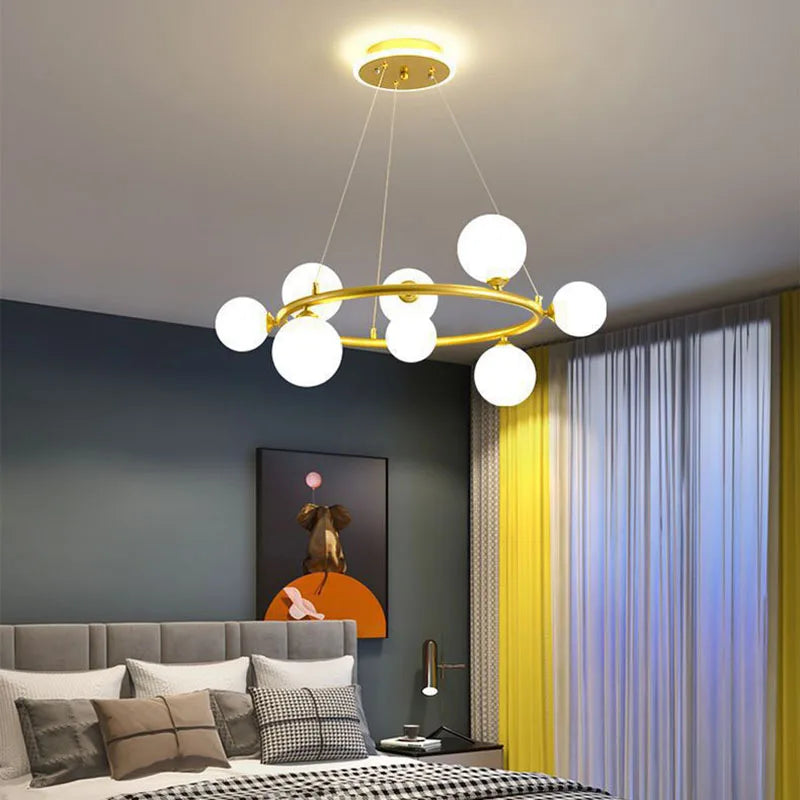 suspension nordique avec boule de verre et anneau mat réglable