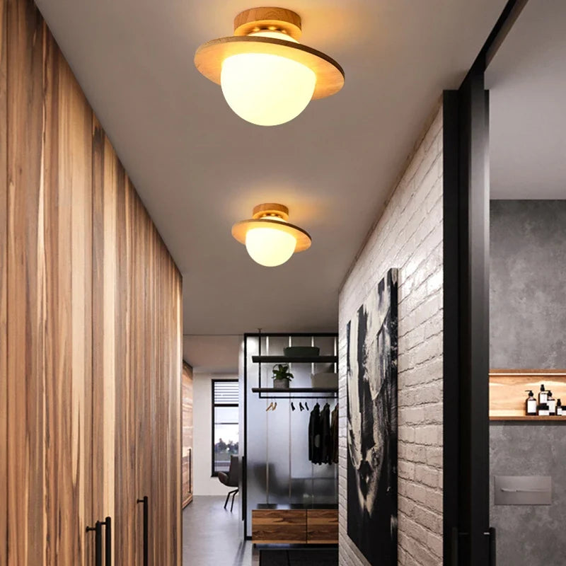 plafonnier led en bois massif design minimaliste moderne