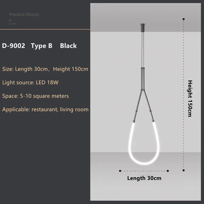 Italian New Restaurant LED Chandelier Modern Villa Living Room Creative Hanging Lamp Simple Line Lights Duplex Floor Chandeliers