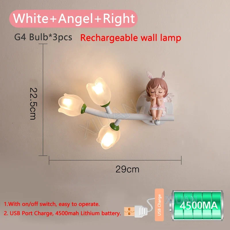 applique murale rechargeable en résine pour chambre d'enfant décorative