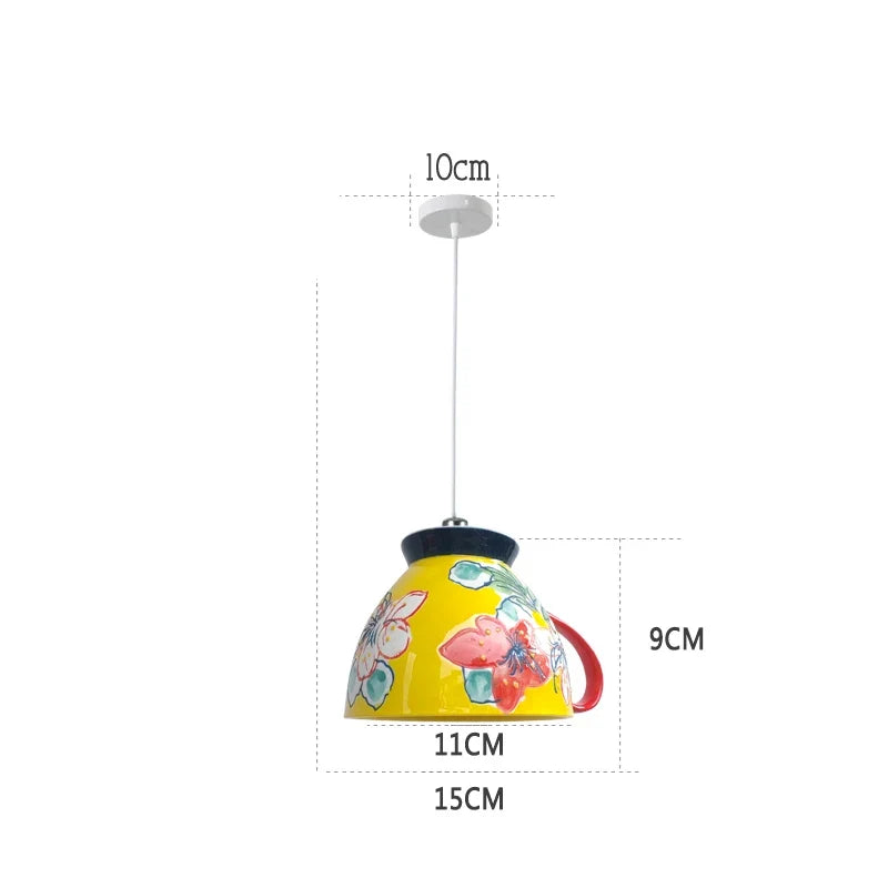 suspension en céramique design art thé éclairage led g4