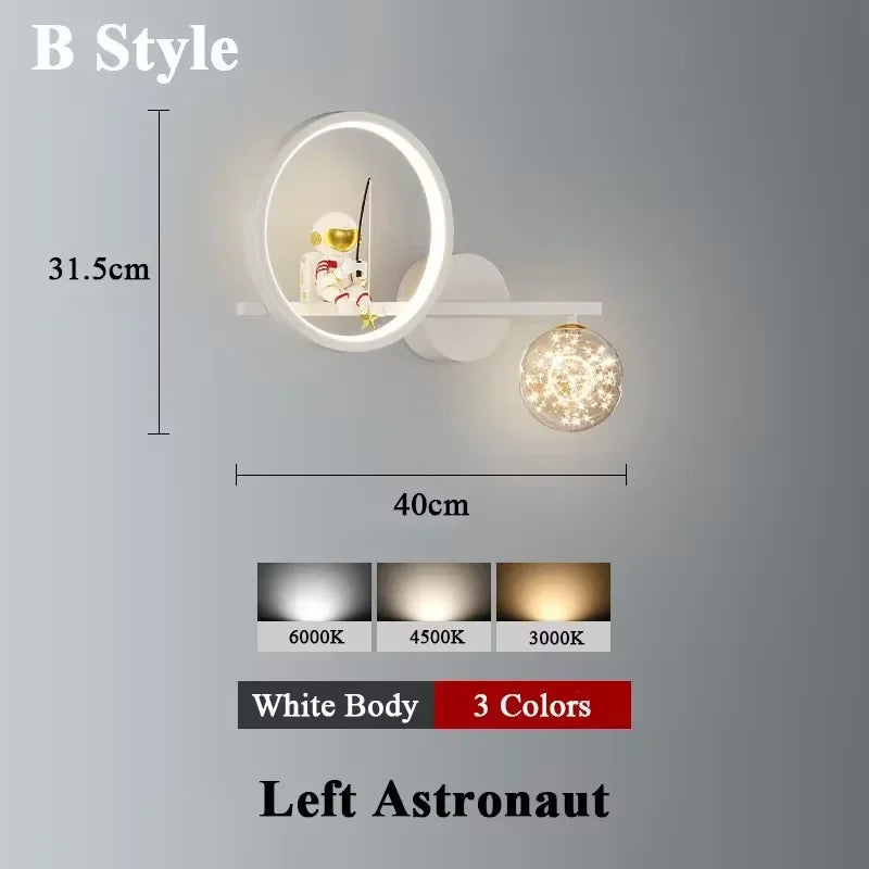 applique murale led créative lune astronaute décoration pour enfant