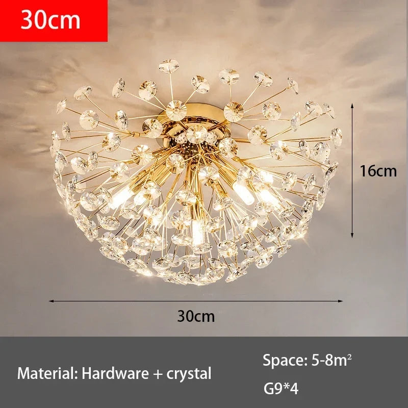 Dandelion Crystal Ceiling Light 2024 New Style Living Room, Bedroom, Study Decoration Light Creative Sun Flower LED Light