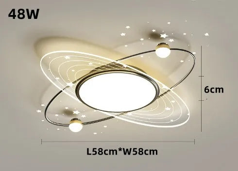 lustre moderne en fer avec éclairage led design étoile